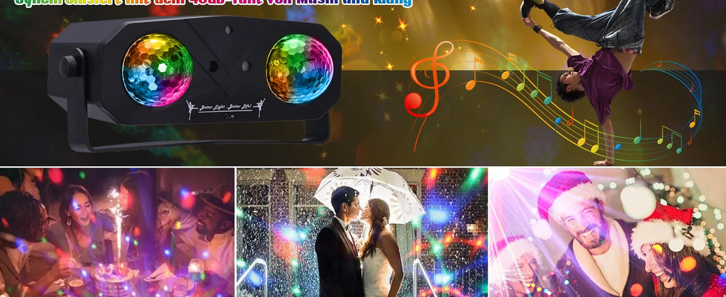 5-in-1 Disco Lights Led DJ Light with Tripod Stand, Kaleidoscope Ball/Red Green Pattern/Sound Activated/Star Light/Strobe Effect