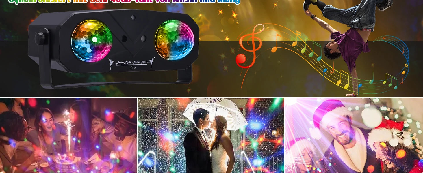 5-in-1 Disco Lights Led DJ Light with Tripod Stand, Kaleidoscope Ball/Red Green Pattern/Sound Activated/Star Light/Strobe Effect