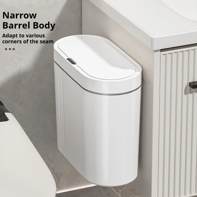 9L Smart Sensor Trash Can Wall Mounted Narrow Bathroom Toilet Garbage Bin Kitchen Automatic Wastebasket Waterpoof Waste Bin