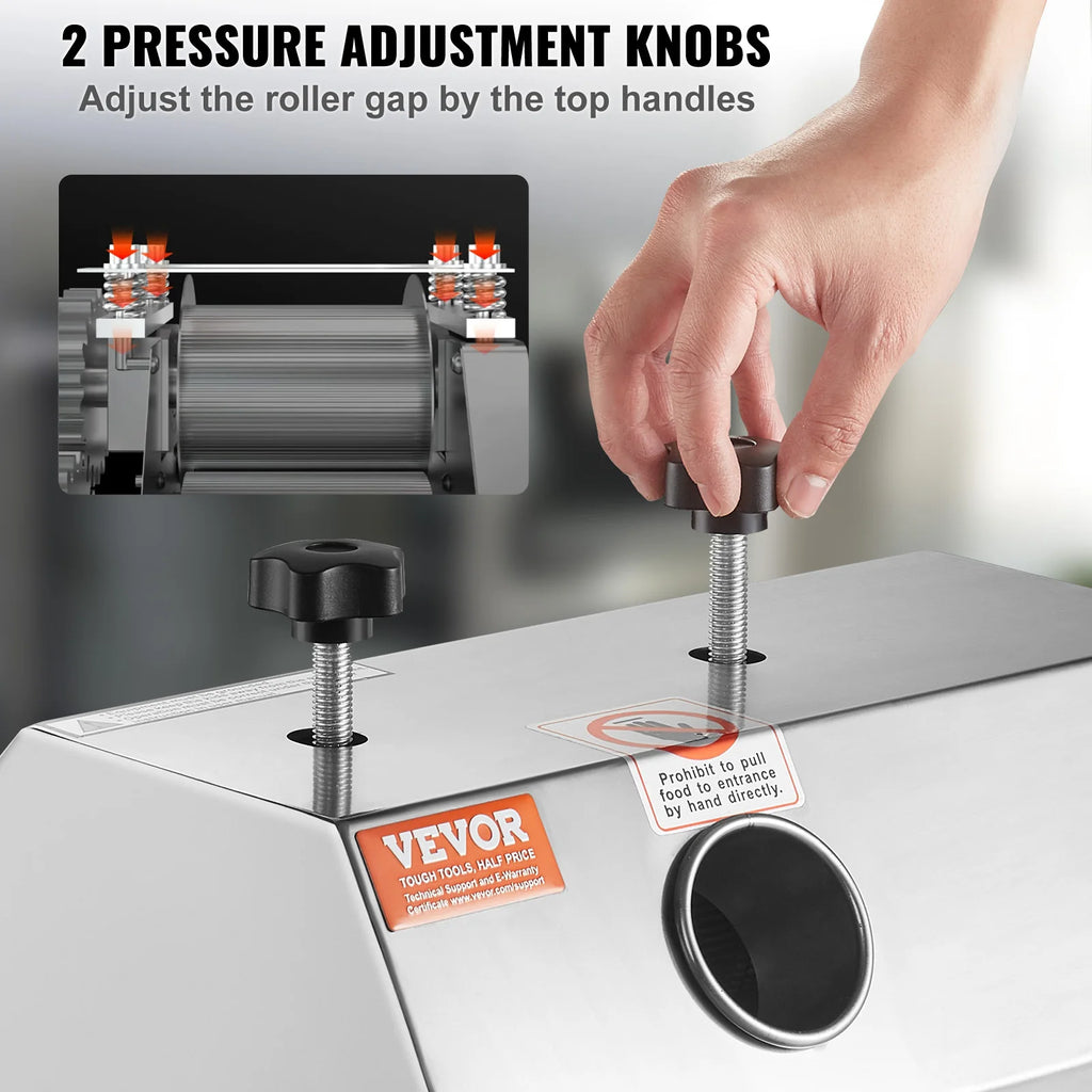 SucceBuy Commercial Sugar Cane Juicer 110LBS/H High Output Sugarcane Juicer Machine w/3 Stainless Steel Rollers 2.4" Large Inlet