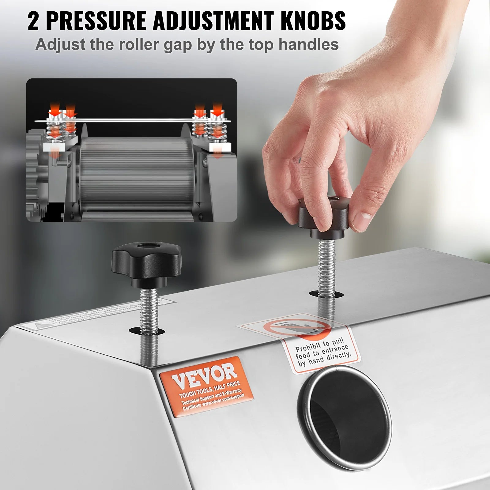 SucceBuy Commercial Sugar Cane Juicer 110LBS/H High Output Sugarcane Juicer Machine w/3 Stainless Steel Rollers 2.4" Large Inlet