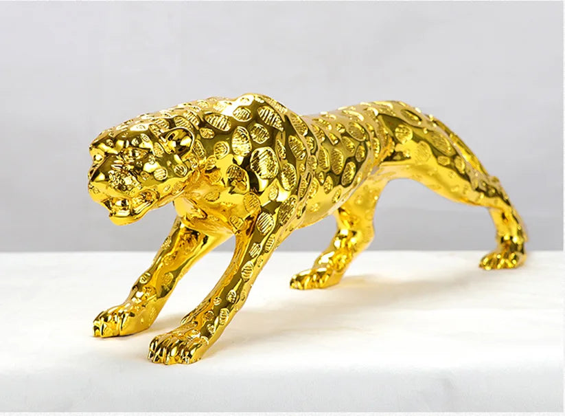 Fortune Leopard Statue Large Animal Sculpture Resin Craft Home Office Decor Living Room TV Cabinet Wealth Symbol Gift