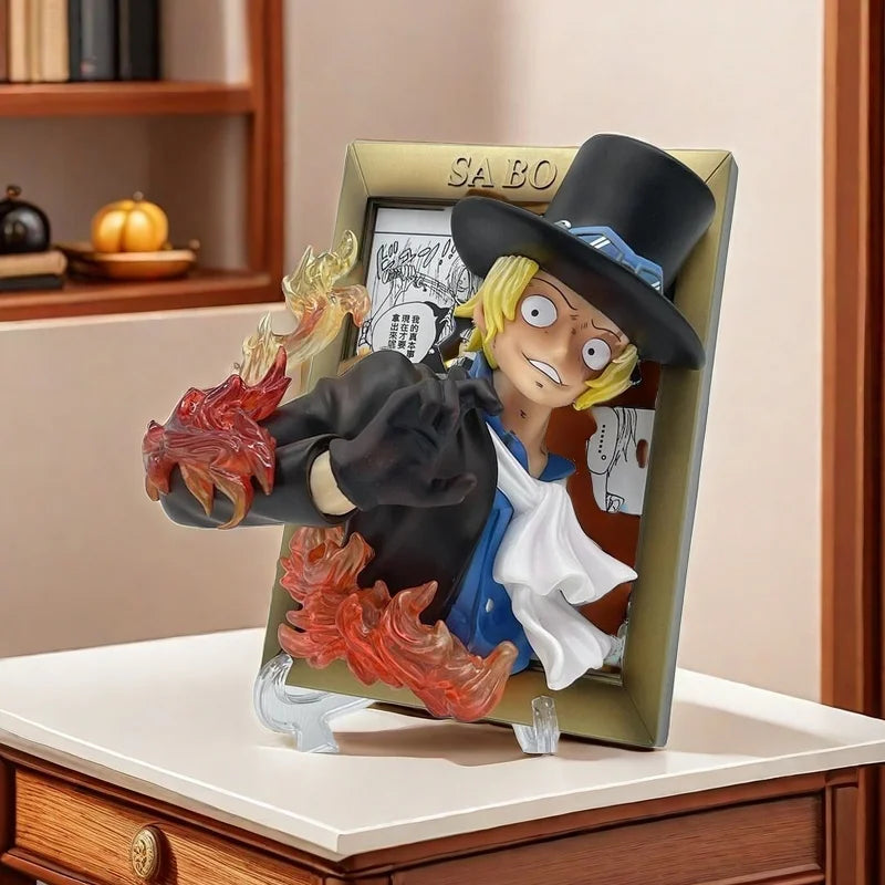 One Pieces King Sabo Ace Luffys Three Brothers Large Photo Frame Ornament Statue Handmade Model Ornament Toys Birthday Kids Gift