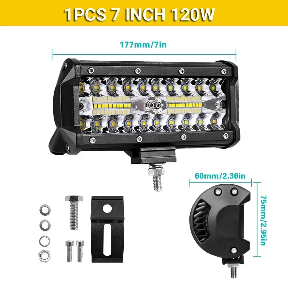 4/7/9/12/17/20 Inches Led Lightbar Vehicle 12V Work Light Bar Spotlight Boat Barra Led Driving Truck ATV SUV 4x4 Long Range