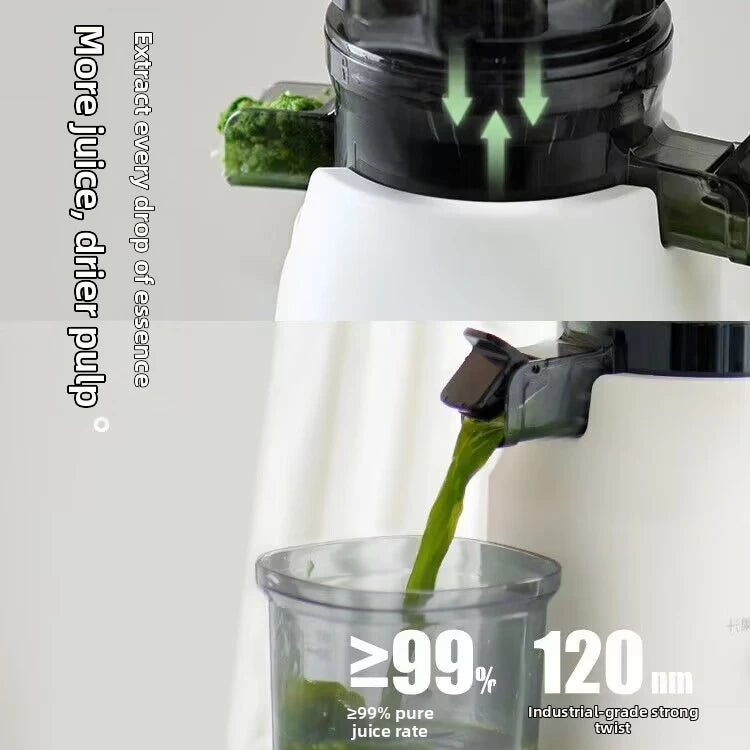 Large-Caliber Juicer Household Automatic Juicer Low-Speed Slag Juice Separation Food Grade 304 Stainless Steel Easy to Clean