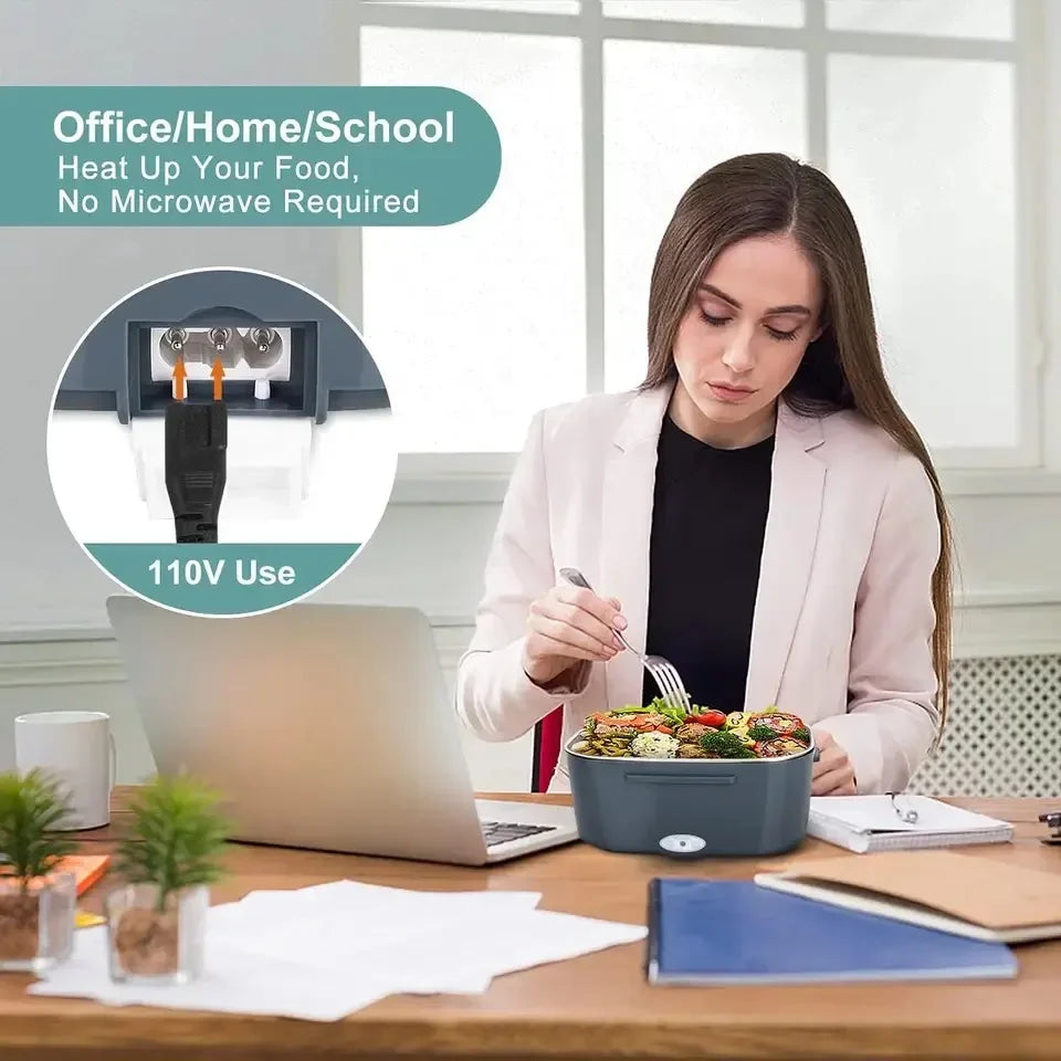 1.5L 60W Electric Lunch Box Food Warmer Portable Food Heater for Car Or Home - Leak Proof, Lunch Heating Microwave for Truckers