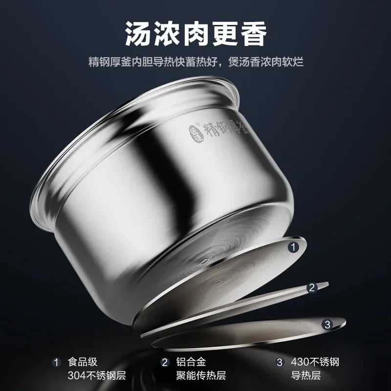 220V Midea Electric Pressure Cooker Stainless Steel Dual Pot Smart Multicooker for Home Kitchen AD