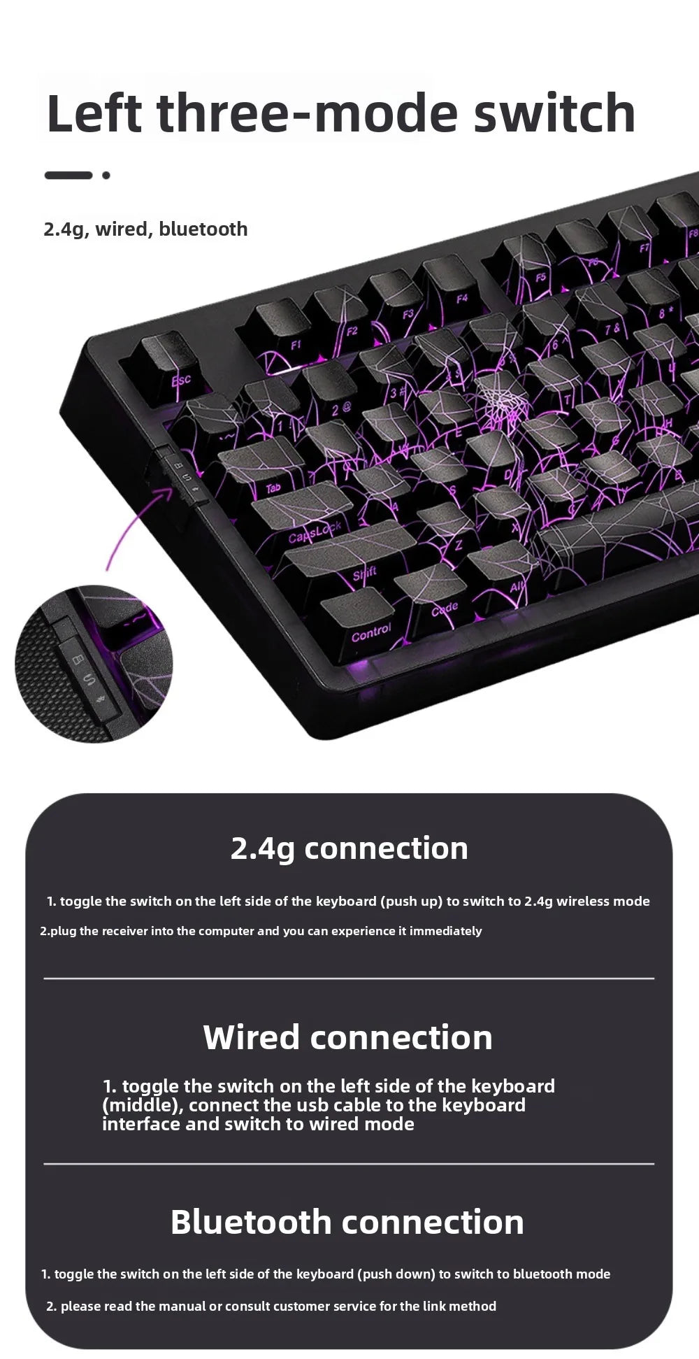 ZORNHER Zuohe ZH980 Mechanical Keyboard Custom RGB Gasket 3mode Hot Swap bluetooth wireless keyboard Desk gaming accessories