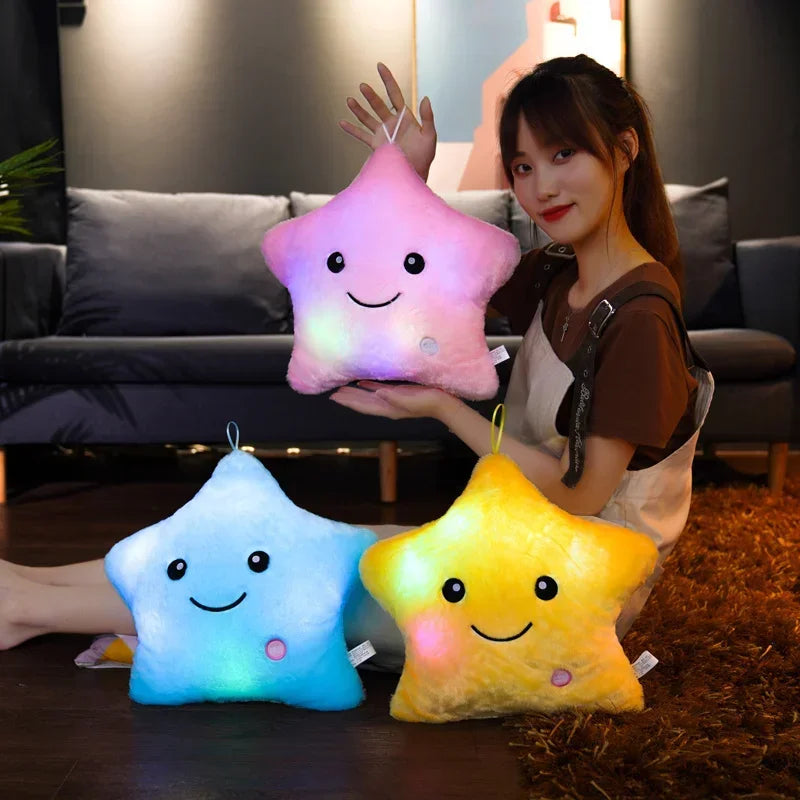 Cute Led Light Plush Toy Star Pillow Luminous Star Throw Pillow With Colorful Light Kids Toy Home Decor Birthday Christmas Gift