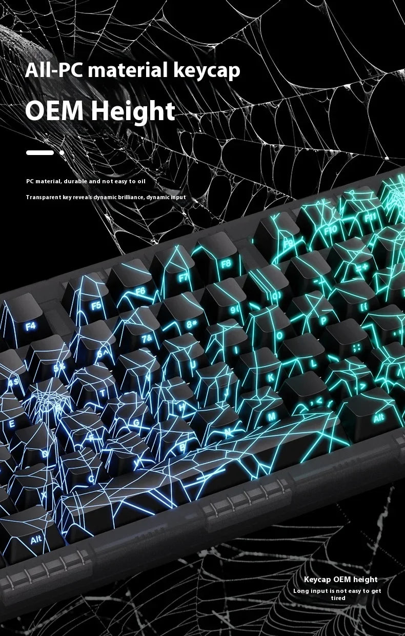 ZORNHER Zuohe ZH980 Spider Web Mechanical Keyboard 3mode RGB Wireless Gaming Keyboards Hot Swap Customise Pc Accessories Gifts