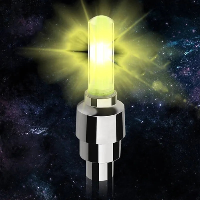 2/4Pcs Car Motorcycle Bicycle Tire Valve Caps Light LED Neon Flash Lamp Waterproof Tyre Universal Wheel Lights Car Accessories