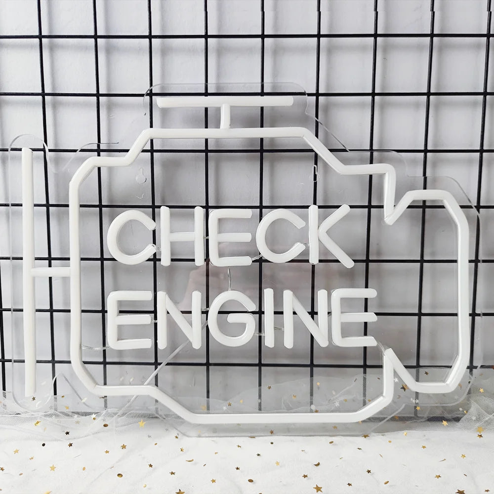 Check Engine Neon Sign Led Light Auto Room Garage Repair Shop Wall Decor Bar Party Club Luminous Atmosphere Lamp USB Power