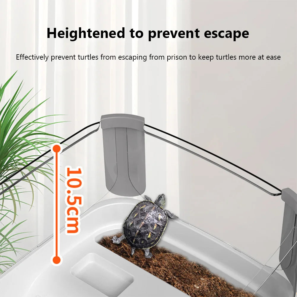 Turtle Tank Aquarium Terrapin Terrarium Turtle Habitat Full View Visually Tortoise Aquarium Habitat With Multi-Function Sun Deck