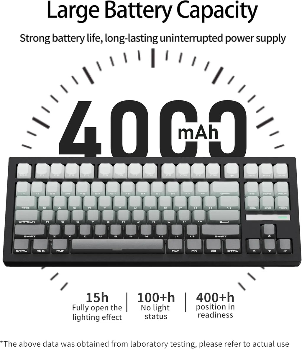 ZORNHER ZH870 Wireless Mechanical Keyboard 80% Black Custom Creamy Sound Keyboard Gaming  Lighted Up Black Topographic Keycap