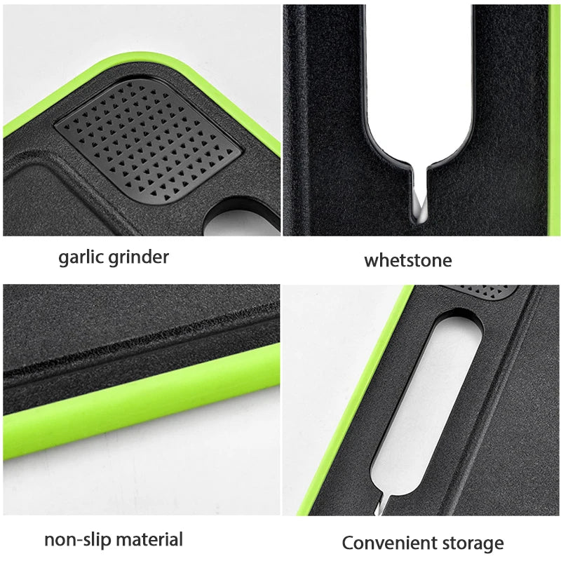 Double-side Cutting Board With Defrosting Function Chopping Board Kitchen Grinding Cutting Board With Knife Sharpener