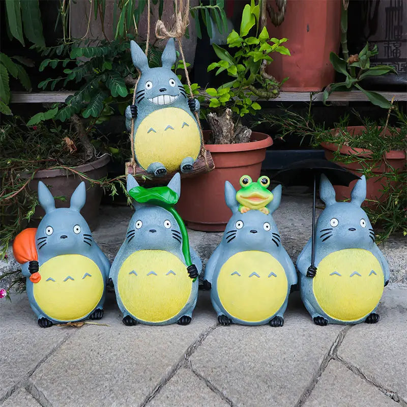 Large Garden Statue Cartoon Anime Totoroeds Sculpture Creative Kawaii Miyazakis Hayaos Totoros Resin Figurines Garden Home Decor