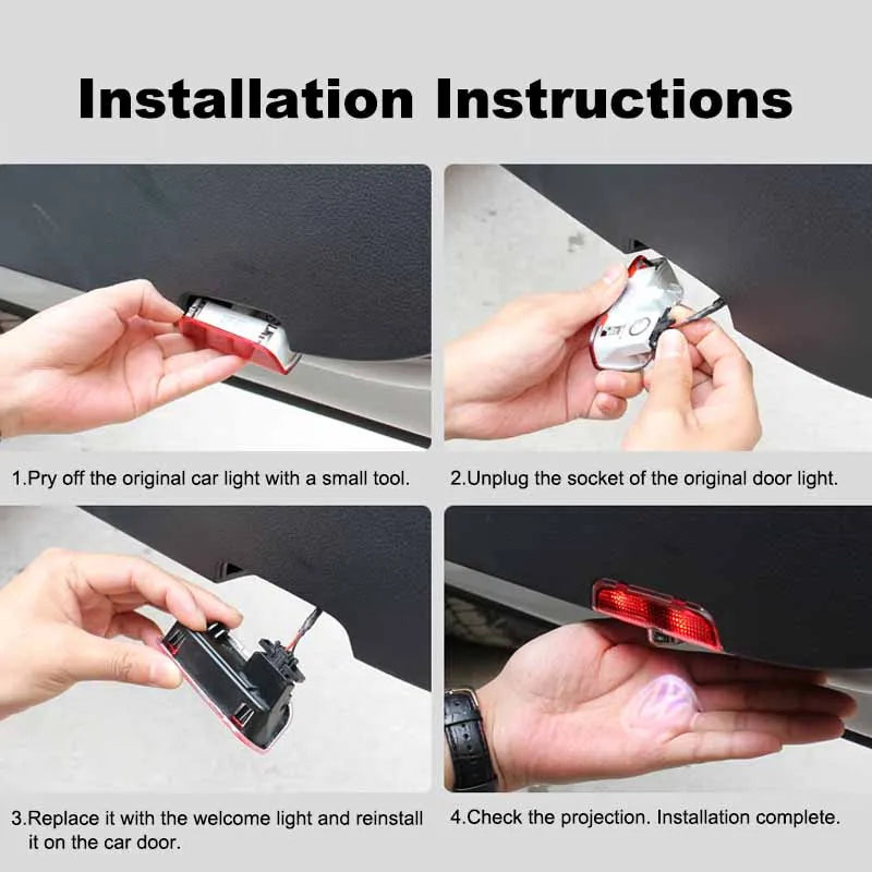 Hot Sale Accessories LED Car Door Logo Projector Lights for VW Golf 5/6/7, R/GTI/GTD/GTE, Touareg, CC, Passat (B6 - B9), C6-C8