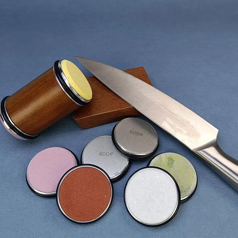 Diamond Sharpening StoneMagnetic Rolling Knife Sharpener  Wood Kitchen Grinding System 15 20 Degrees Angle Roller Accessory