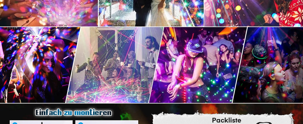 5-in-1 Disco Lights Led DJ Light with Tripod Stand, Kaleidoscope Ball/Red Green Pattern/Sound Activated/Star Light/Strobe Effect