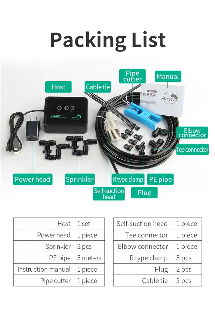 Terrarium Fogger Misting System Rainforest Sprayer Indoor Plant Watering System Automatic Misting for Reptiles Chameleons Herbs