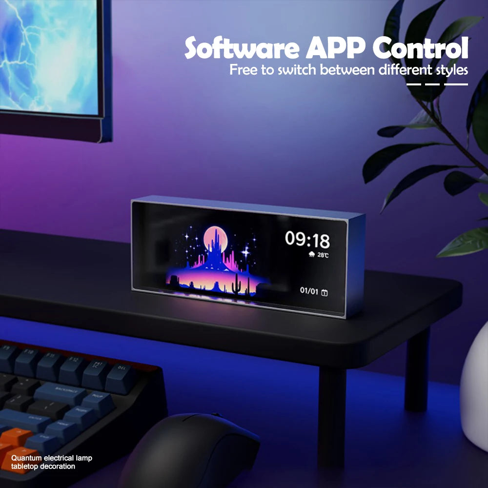 Smart RGB Quantum Clock Night Light IPS Bluetooth APP Control DIY Gaming Dispaly Screen For Gaming Room Bedroom Decor