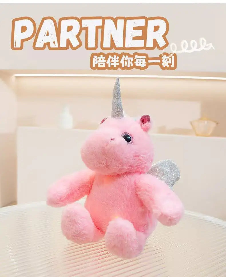 25cm simulated luminous unicorn plush toy filled with plush toys, figurine dolls, cartoon anime cute gifts, children's fun dolls