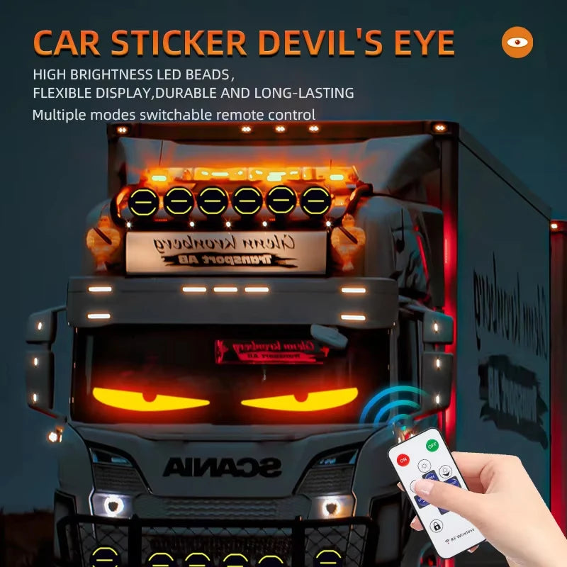Truck Car Devil Eye LED Matrix Pixel Panel Light APP Remote Control Soft Foldable Lighting Scrolling For Board Windshield 12/24V