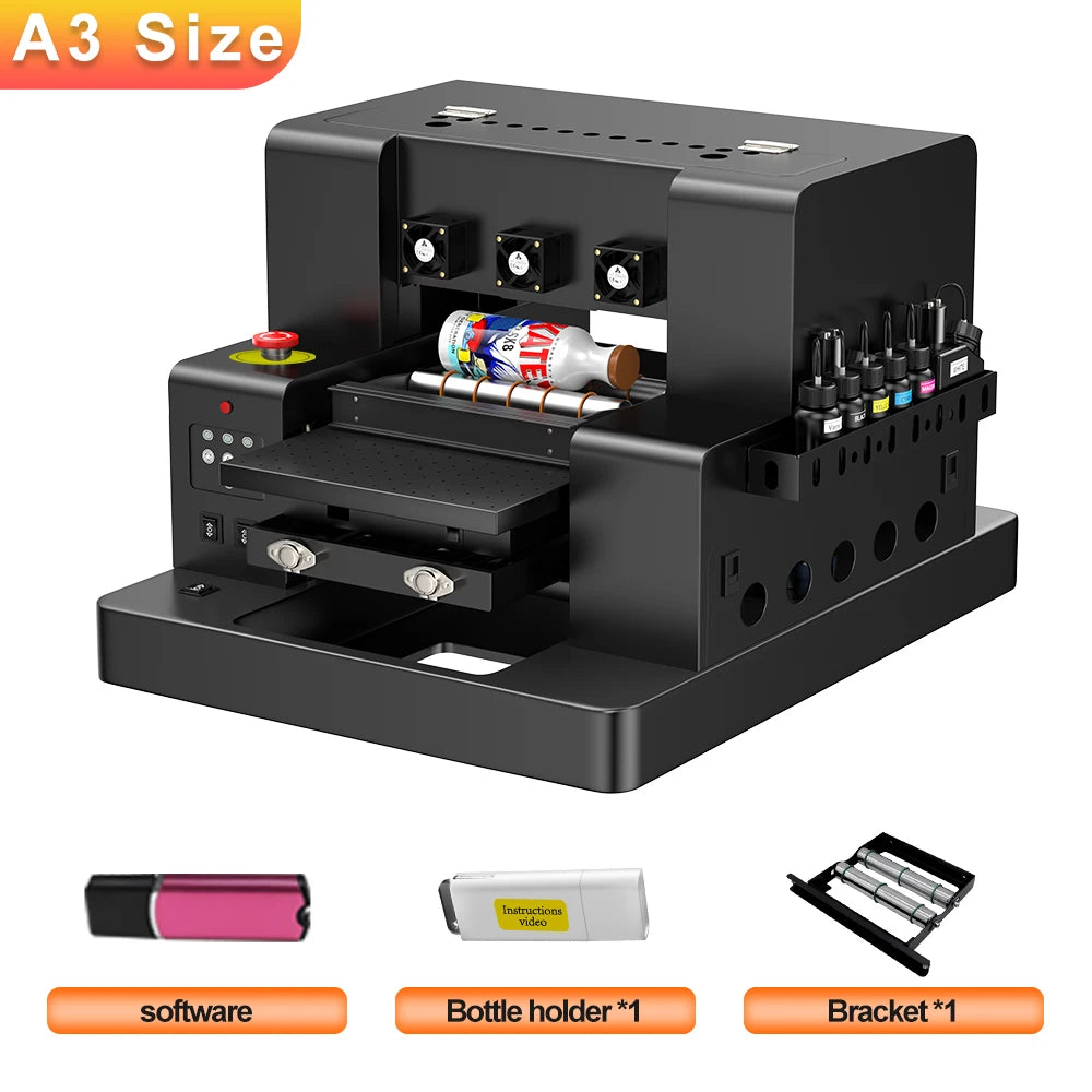 A3 UV Printer L805 UV Flatbed Printing Machine A3 UV DTF Sticker Printer For Bottle Wood Pen Metal A4 UV Sticker Printer