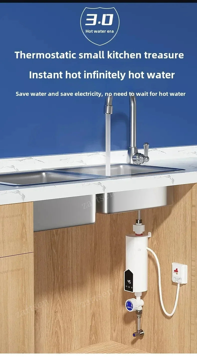 Instant Water Heater 220V 3000W-5500W Portable Electric Heaters for Bathroom Hot Water Shower and Home Kitchen Heating