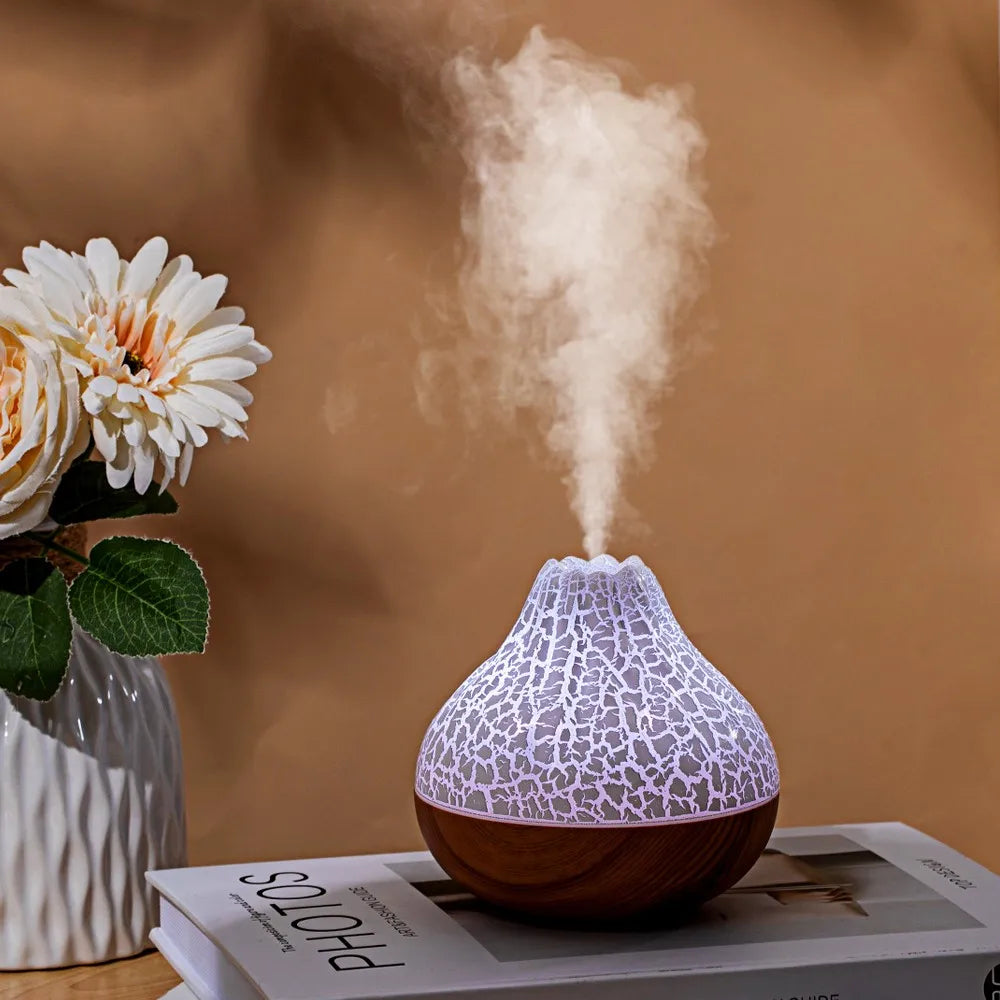 Volcano Air Humidifier Snow Mountain Essential Oils Diffuser Large Capacity Water Tank USB Aroma Diffuser Colorful Night Lights