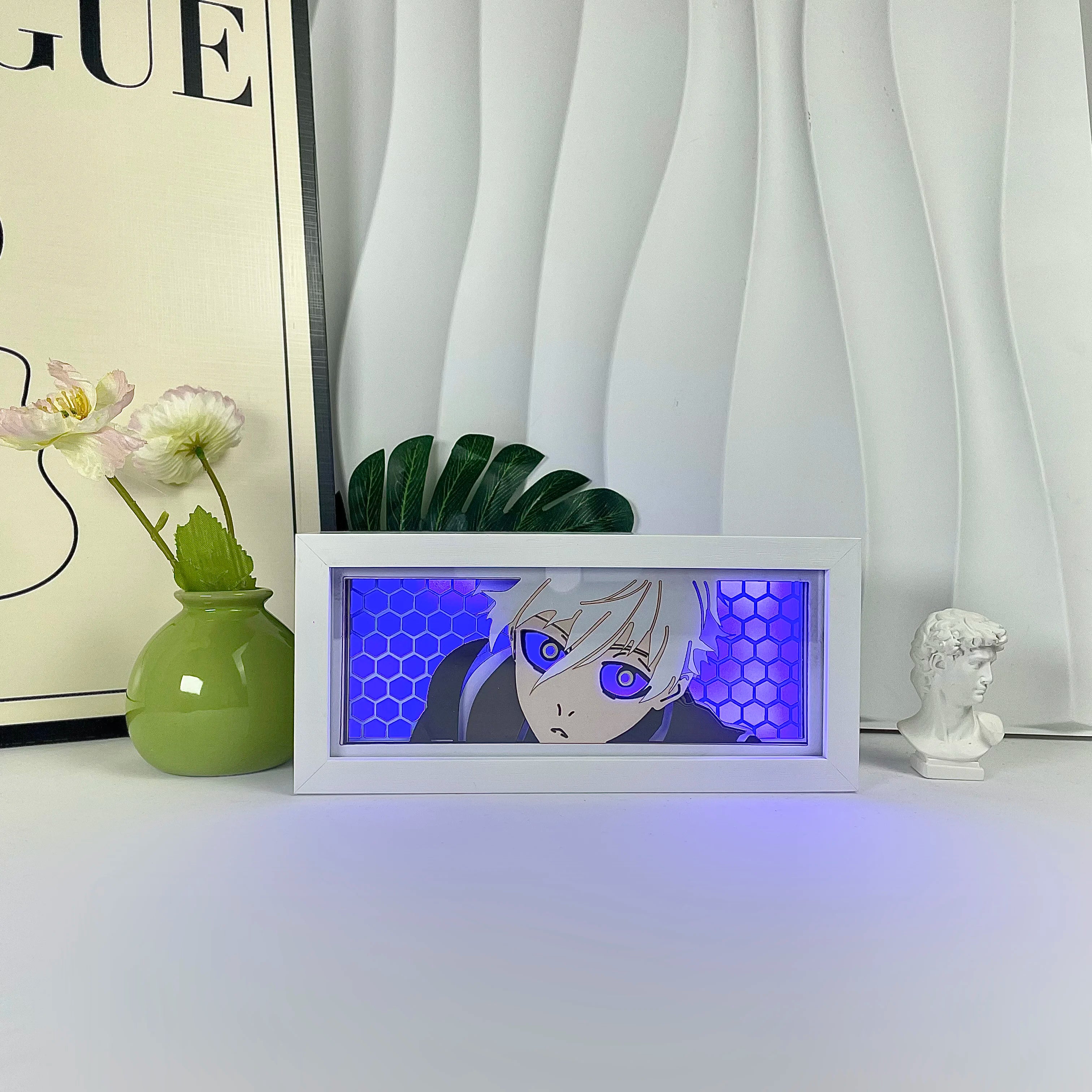 Anime Light Box Led Strip Lights Anime Eyes Shadow Box Picture Frame 3D Paper Carving Usb Table Lamp Mood Light Room Decor Gift