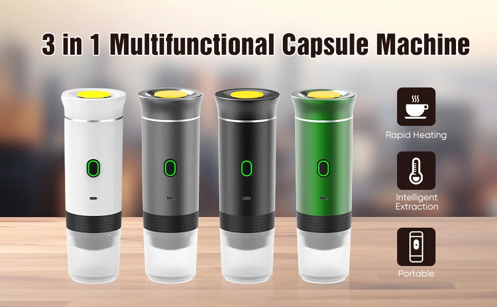 Portable 3-in-1 Coffee Maker, 20Bar USB Espresso Machine for Travel Car Home, Fast Heating Compact Design