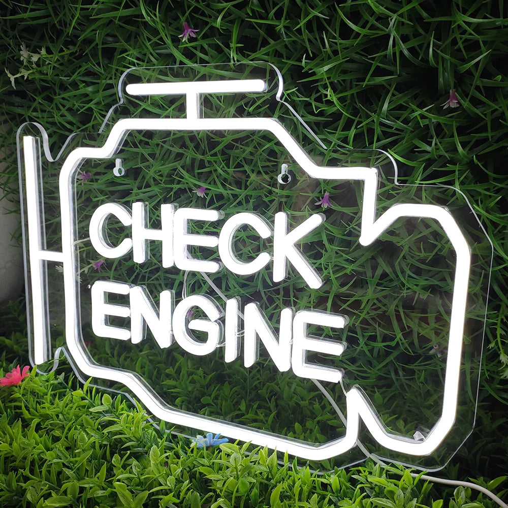 Check Engine Neon Sign Led Light Auto Room Garage Repair Shop Wall Decor Bar Party Club Luminous Atmosphere Lamp USB Power