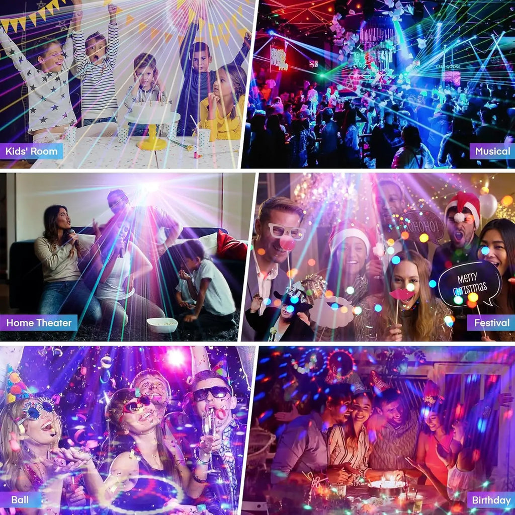 5-in-1 Disco Lights Led DJ Light with Tripod Stand, Kaleidoscope Ball/Red Green Pattern/Sound Activated/Star Light/Strobe Effect