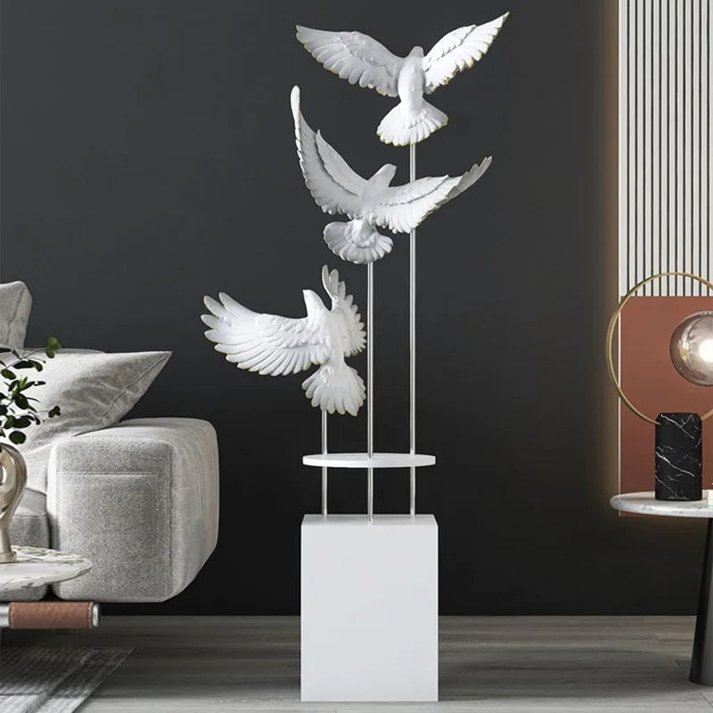 Modern Large Bird Floor Sculpture Home TVCabinet Decor for Living Room Entryway Office Waterproof Art Statue with Anti-Slip Base