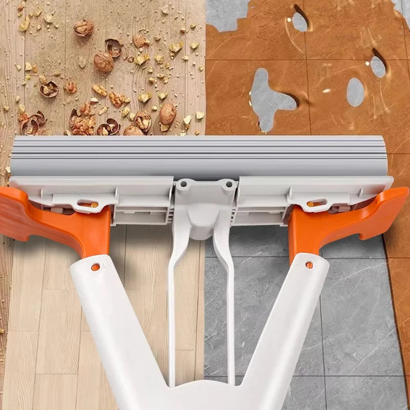 New Squeezed Self Draining Rubber Cotton Mop Hand Free Magic Self-cleaning Flat Mop Reusable Sponge Household Floor Cleaning