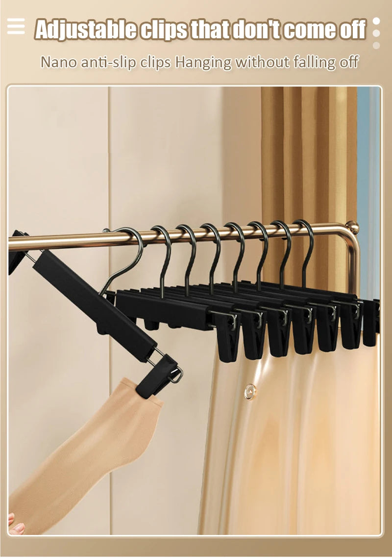 5/10PCS Pants Hanger Adjustable Clips Space Saving Anti-Slip Metal Rack Women's Skirt Clothes Organizer Socks Lingerie Racks