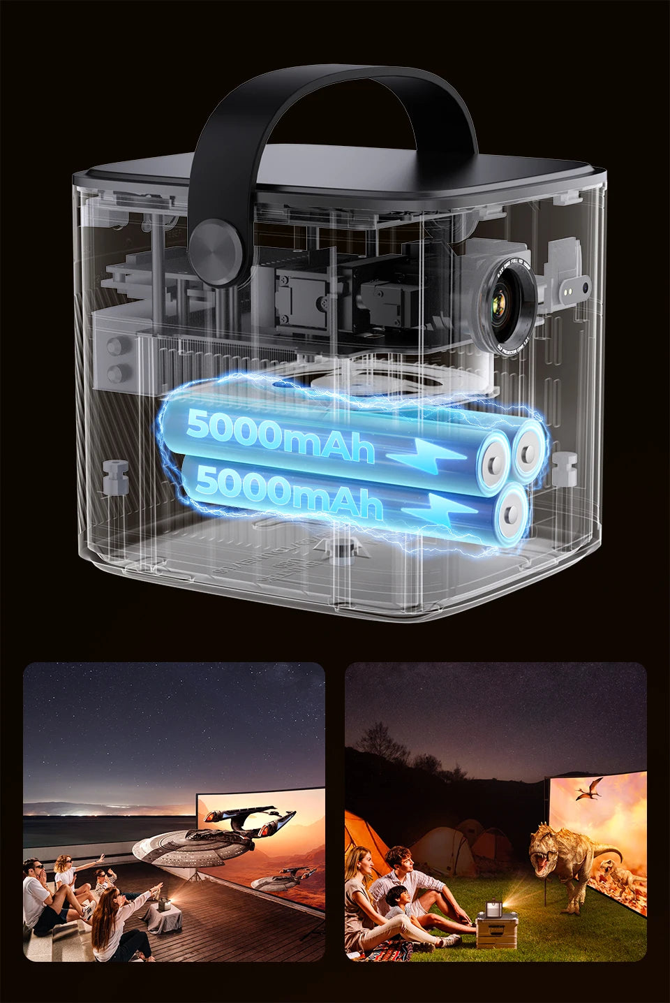 BYINTEK U80 Max Projector 3D 4K Cinema  Android 11.0 WiFi Mini Portable 1080P Home Theater Video DLP Projector with Battery