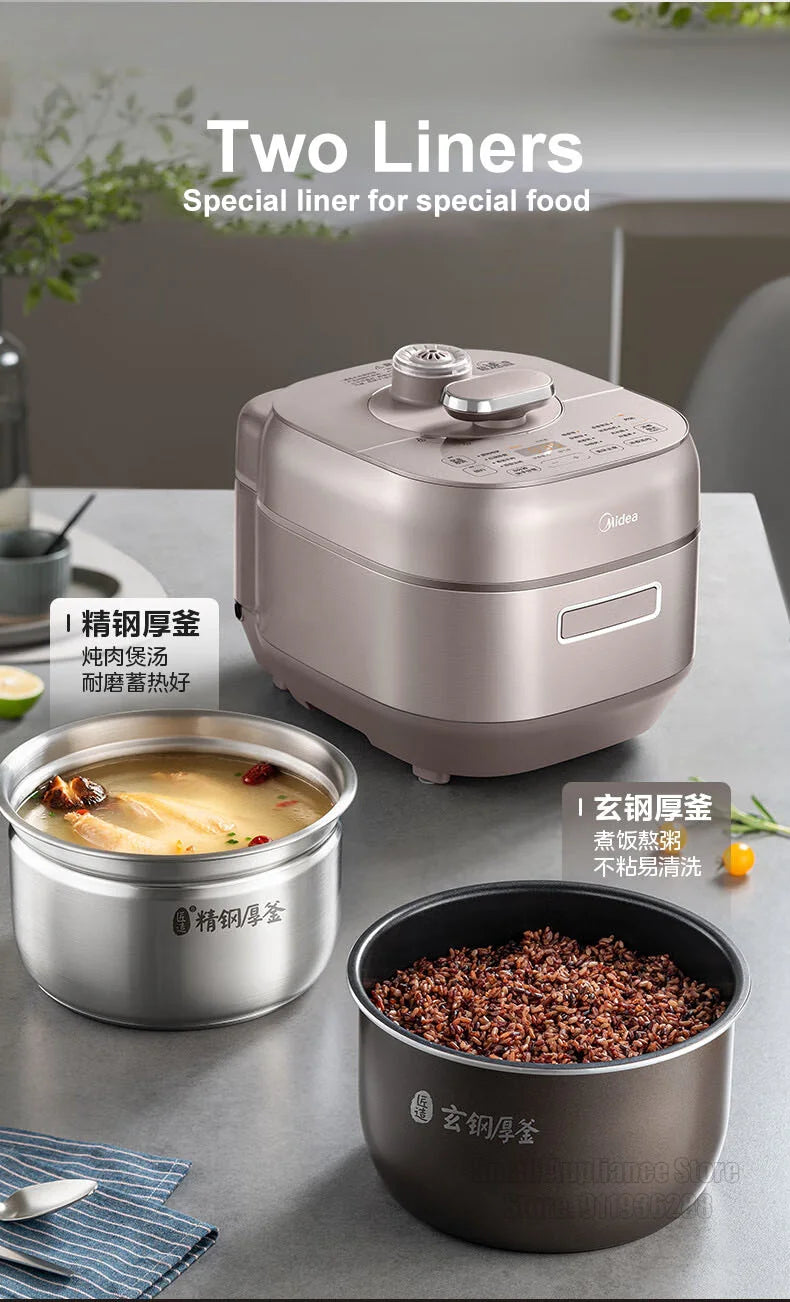 Midea Electric Pressure Cooker 5L Fast Cooking IH Rice Cooker Double Liner Multifunctional 220V Household Kitchen Appliances