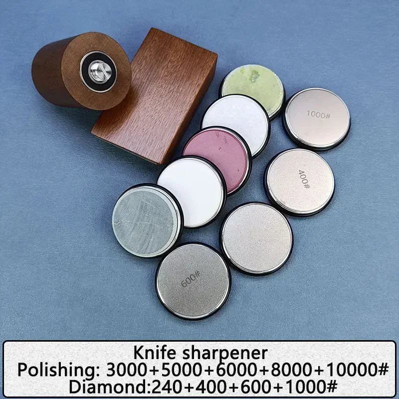 Diamond Sharpening StoneMagnetic Rolling Knife Sharpener  Wood Kitchen Grinding System 15 20 Degrees Angle Roller Accessory