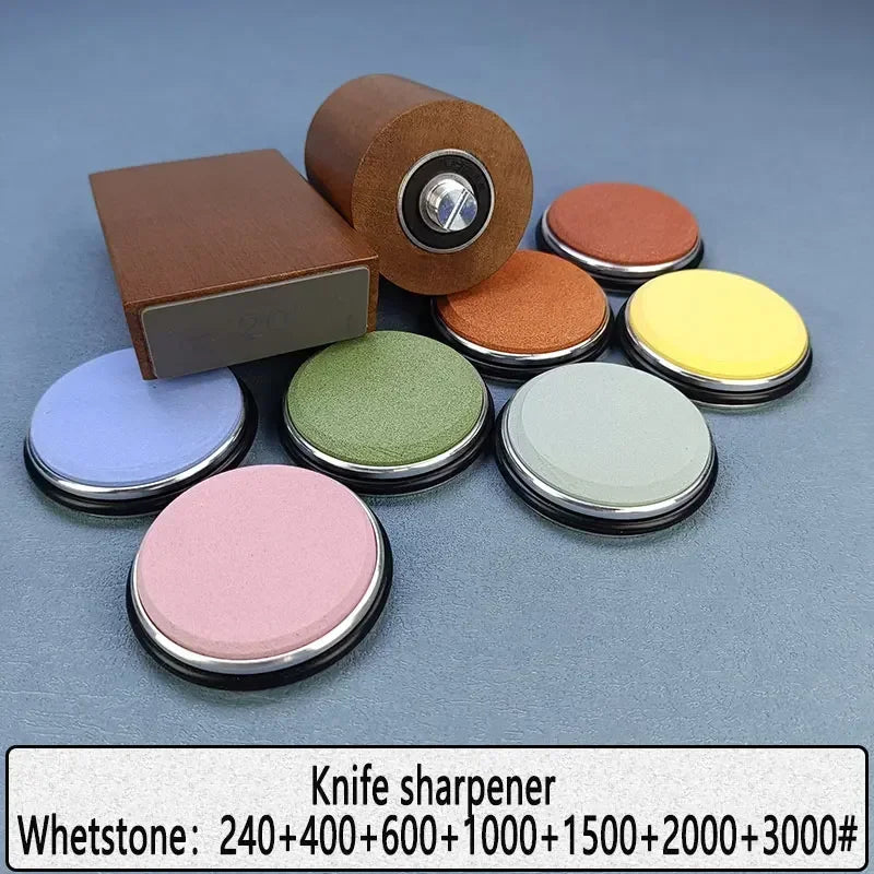 Diamond Sharpening StoneMagnetic Rolling Knife Sharpener  Wood Kitchen Grinding System 15 20 Degrees Angle Roller Accessory
