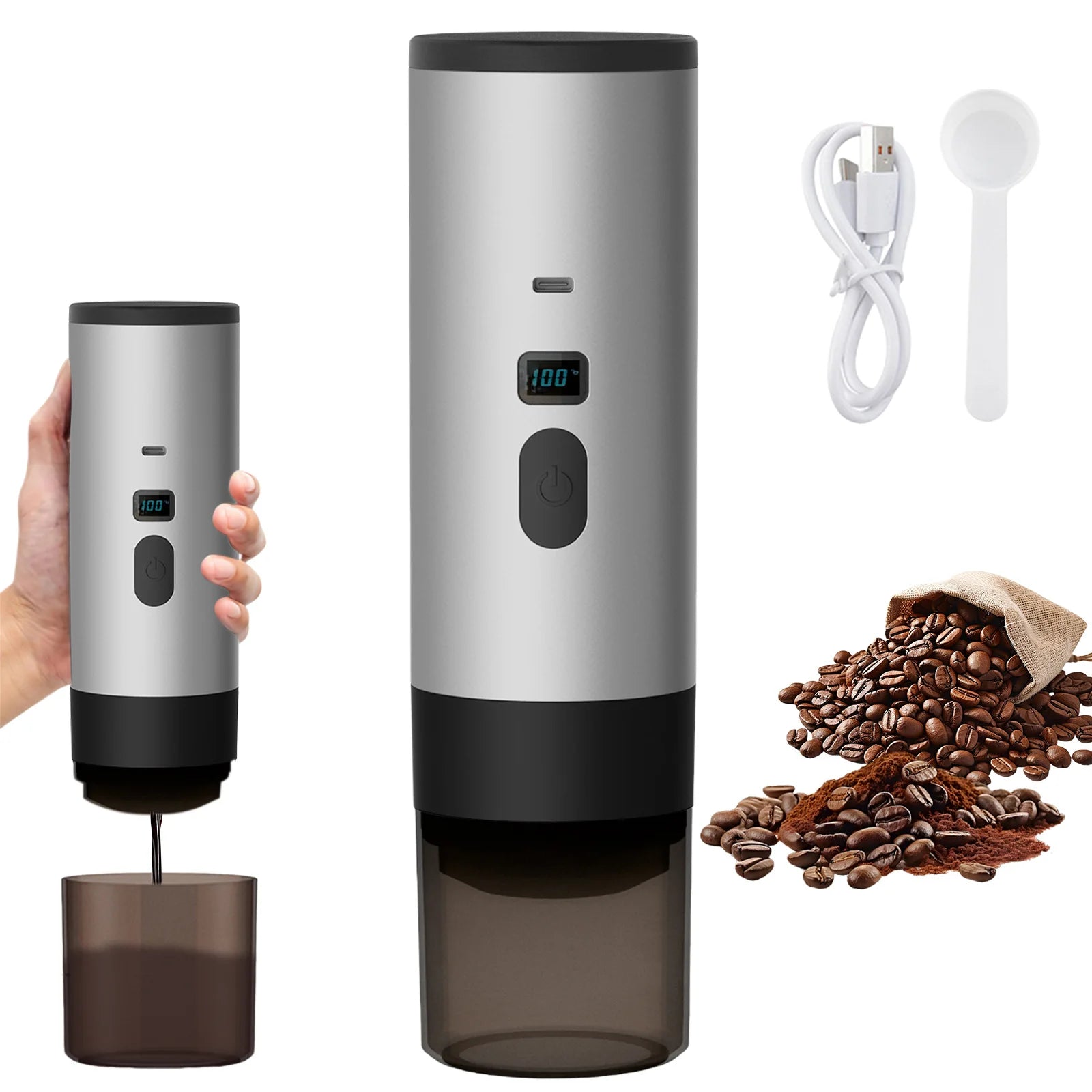 Portable 3-in-1 Coffee Maker, 20Bar USB Espresso Machine for Travel Car Home, Fast Heating Compact Design