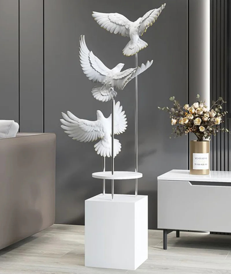 Modern Large Bird Floor Sculpture Home TVCabinet Decor for Living Room Entryway Office Waterproof Art Statue with Anti-Slip Base