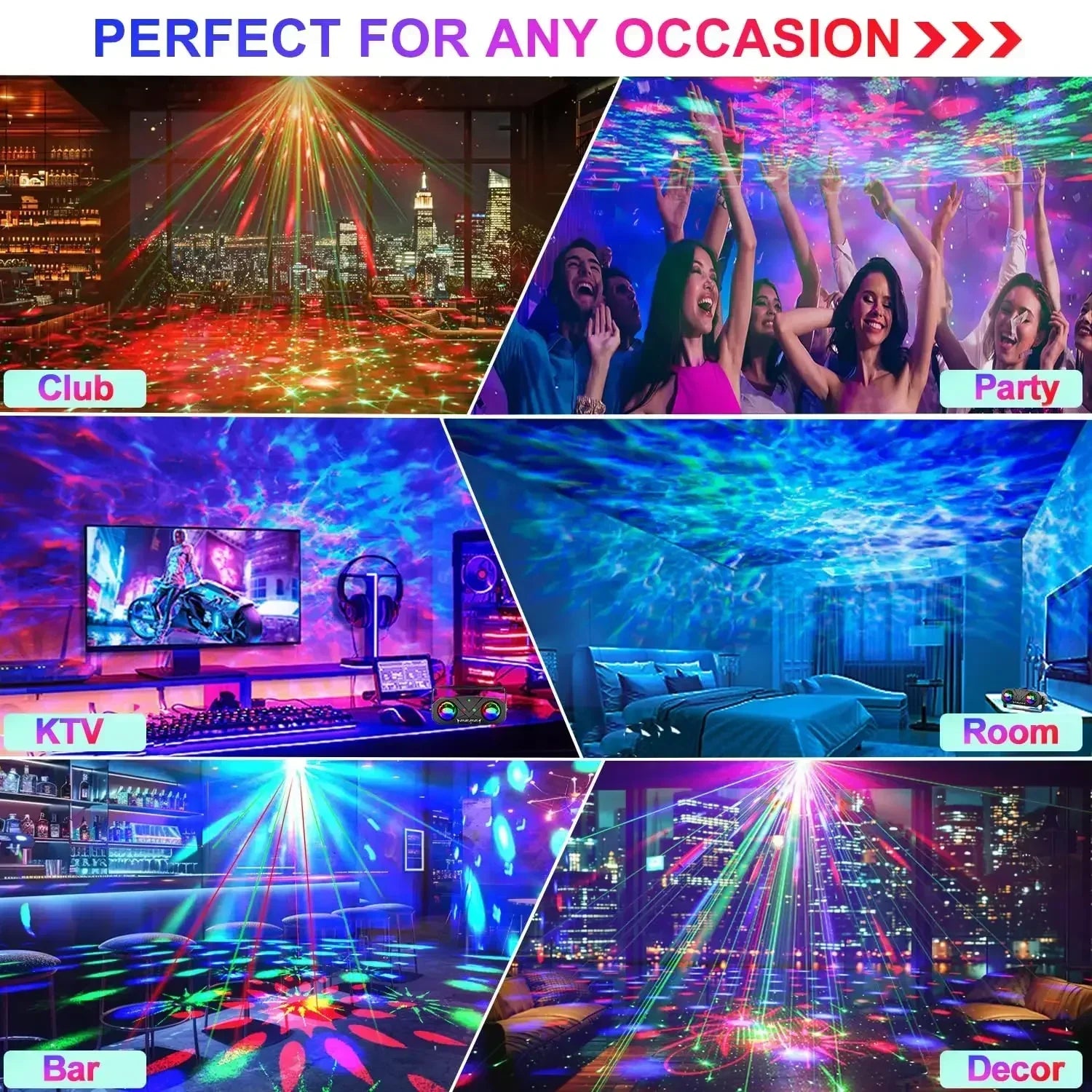 RGB Disco Light Dj Luces Discoteca Lamp Birthday Party Lights Decorations Ball Projector Christmas Stage Lampen Club Lighting