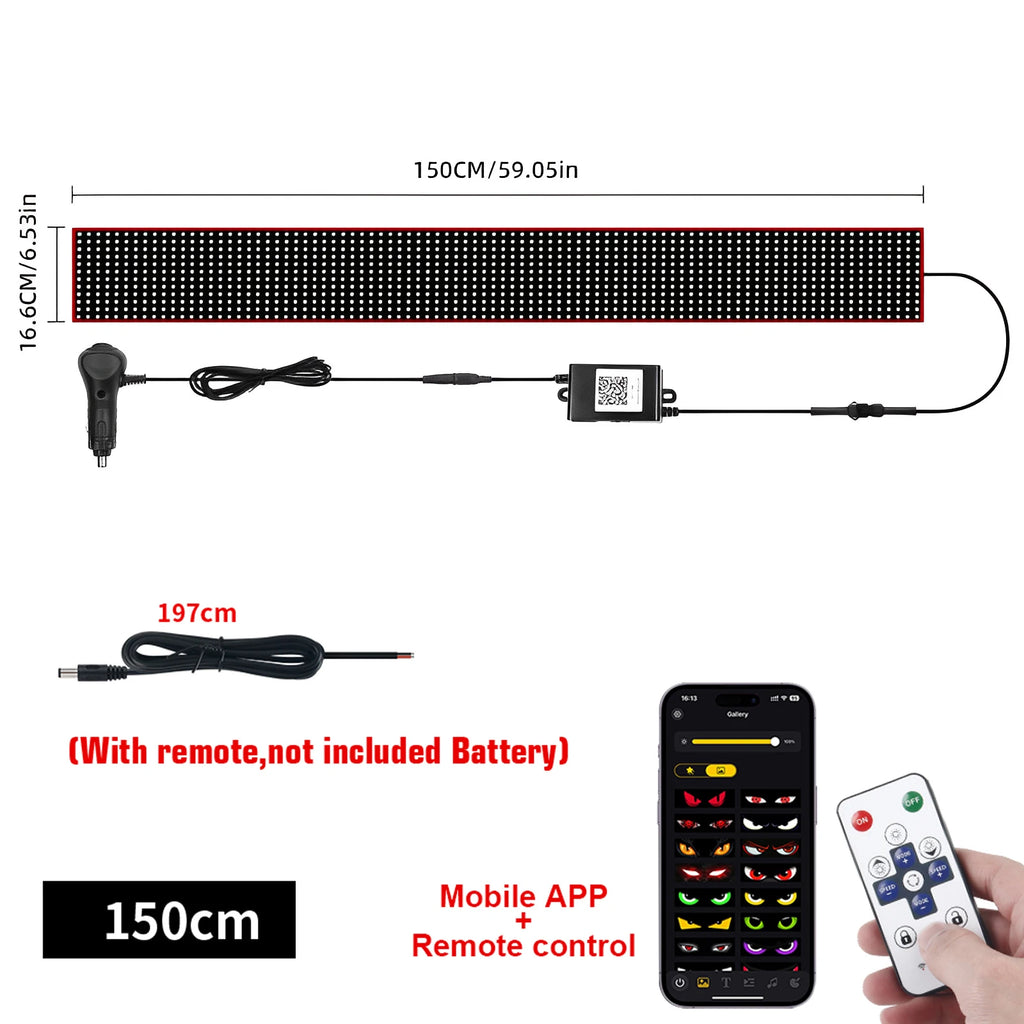 Truck Car Devil Eye LED Matrix Pixel Panel Light APP Remote Control Soft Foldable Lighting Scrolling For Board Windshield 12/24V