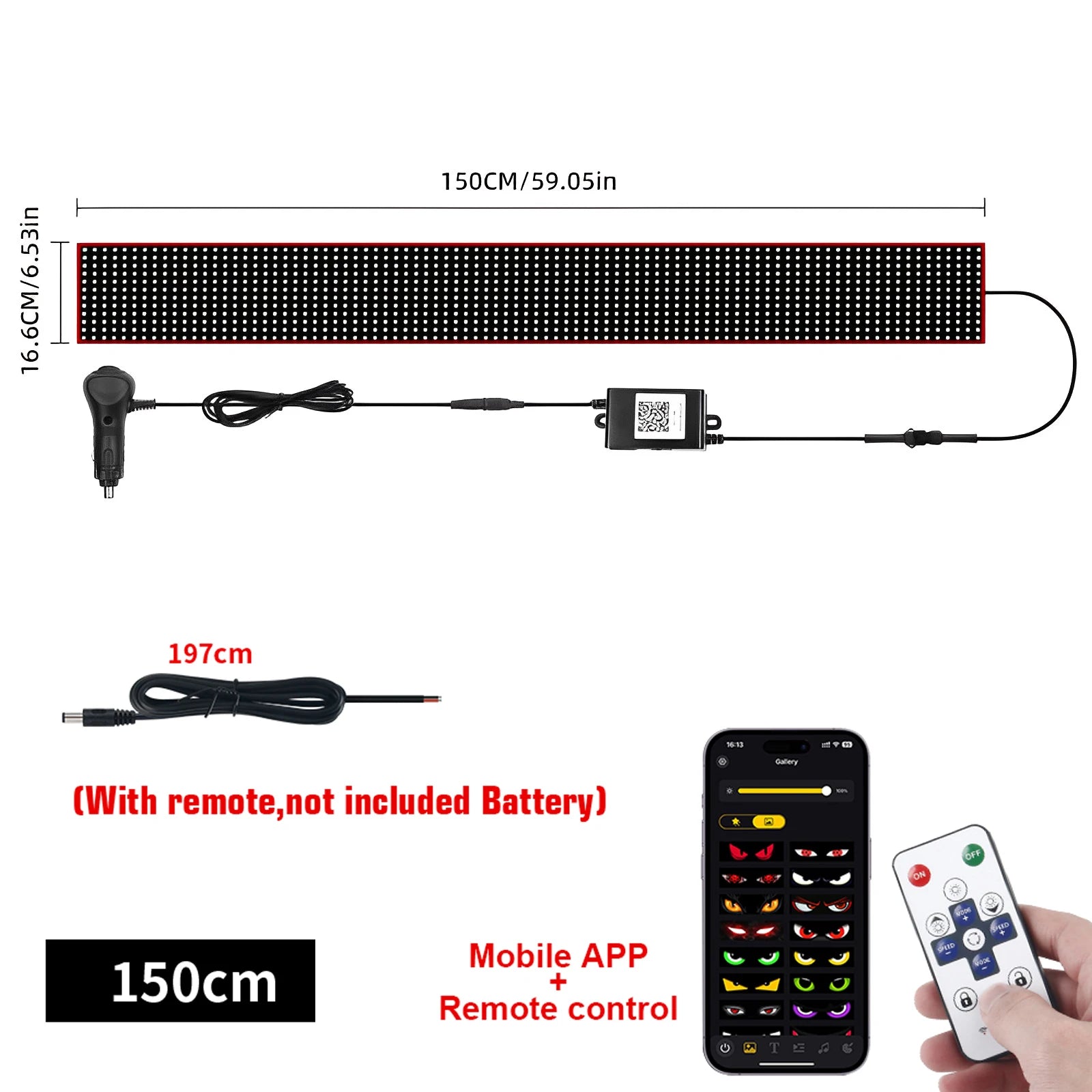 Truck Car Devil Eye LED Matrix Pixel Panel Light APP Remote Control Soft Foldable Lighting Scrolling For Board Windshield 12/24V