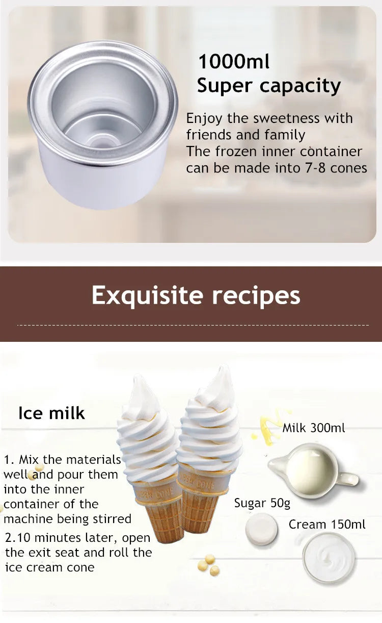 Ice Cream Machine Manual Automatic Bench Top Simple Operation Large Capacity Mini Soft Ice Cream Machine For Home DI
