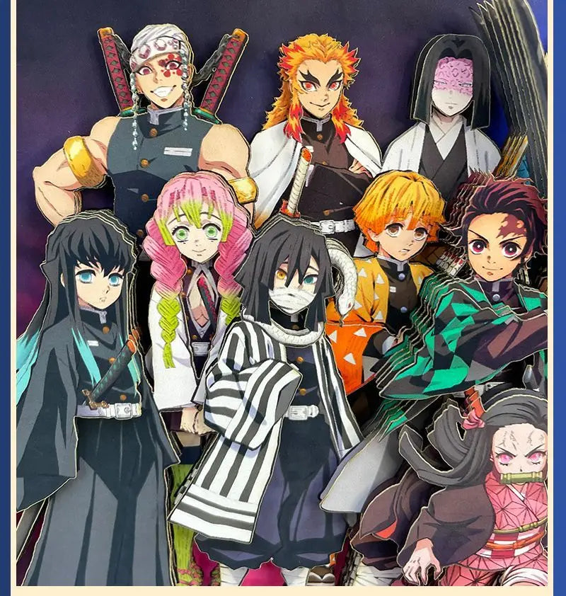 Demon Slayer Infinity Castle Nine Hashira HD 3D Paper Art Tanjiro - Handmade Character Desktop photo frame, Anime Gift for Fans