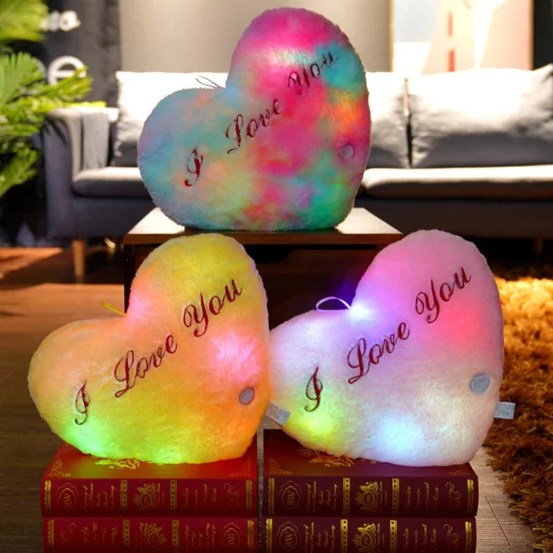 Light Up LED Love Heart Plush Toy Soft Plush Stuffed Luminous Love Throw Pillow Cushion Room Party Decoration Kids Birthday Gift