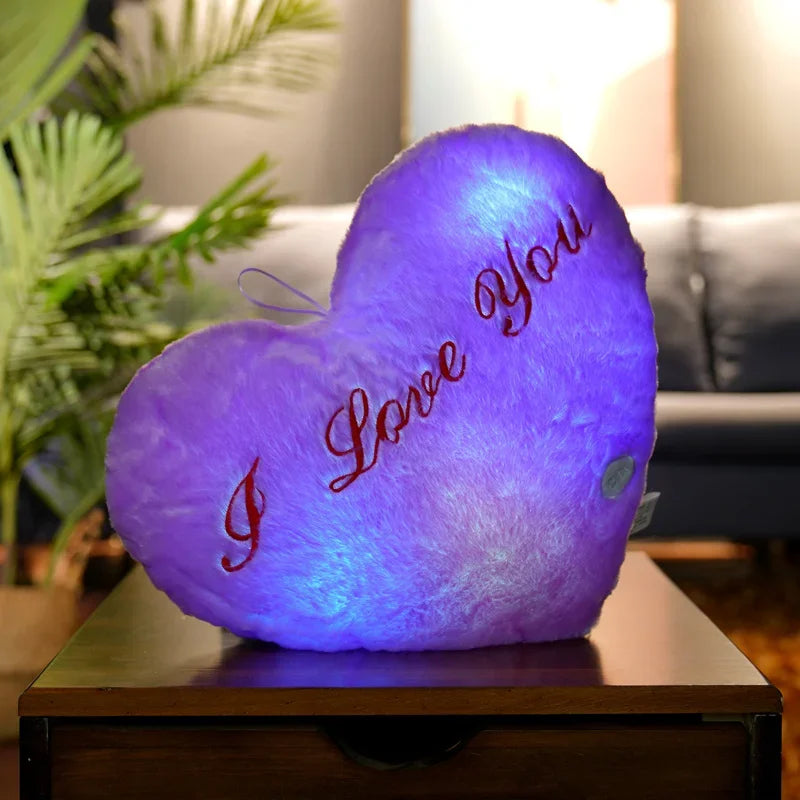Light Up LED Love Heart Plush Toy Soft Plush Stuffed Luminous Love Throw Pillow Cushion Room Party Decoration Kids Birthday Gift